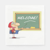 Serviette En Papier Drôle enseignant de dessin animé Bienvenue à l'éco (Devant)