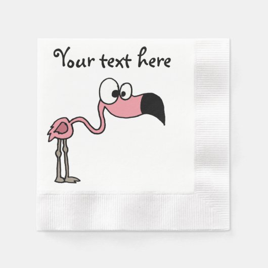 Serviette En Papier Drôle Flamant rose rose dessin d'oiseau (Devant)