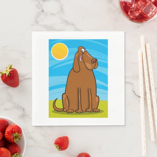 Serviette En Papier Drôle gros chien Brown assis au soleil (En situation)