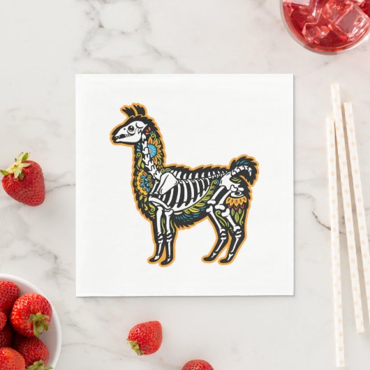 Serviette En Papier Drôle Halloween Llama Skeleton Graphisme - (En situation)