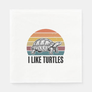 Serviette En Papier Drôle J'aime les Tortues Vintage Gravure T-Shirt D