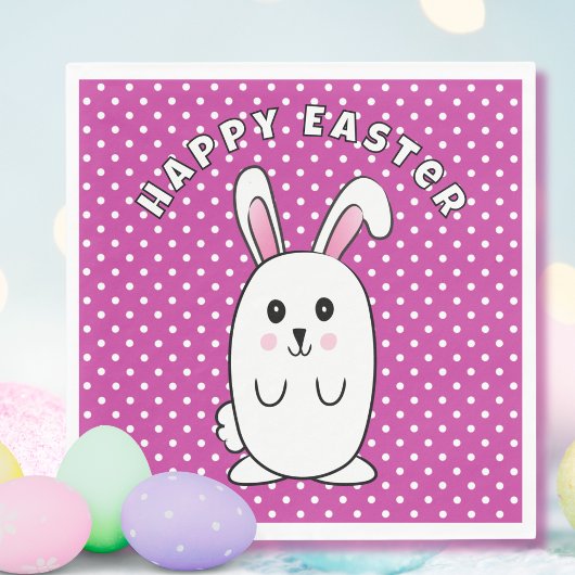Serviette En Papier Drôle lapin de Pâques Cartoon violet rose blanc mi