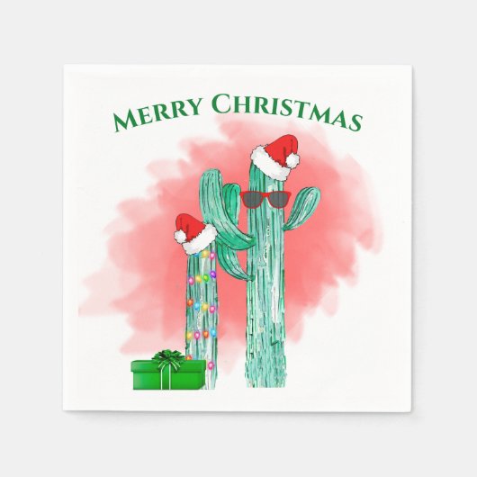 Serviette En Papier Drôle Lunettes de soleil de Cactus Sud-Ouest Noël (Devant)