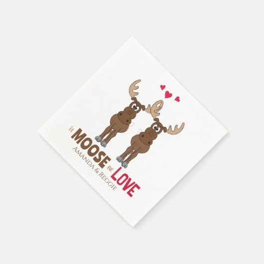 Serviette En Papier Drôle Mariage mignon Humour Whimsical Moose Party (Coin)