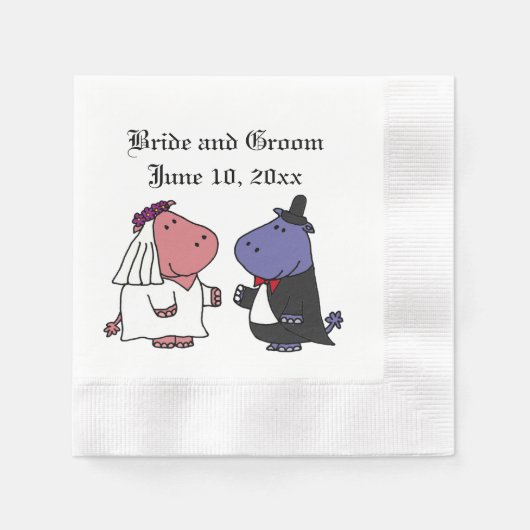 Serviette En Papier Drôle mariée et Mariage d'hippo de chambre Caricat (Devant)