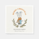 Serviette En Papier Drôle mignon Doux moche Reindeer feuilleté Noël (Devant)