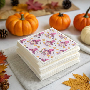 Serviette En Papier Drôle mignon Halloween Motif avec sorcière Citroui