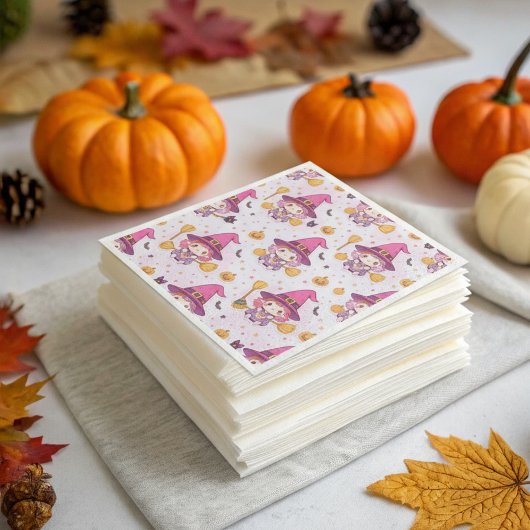 Serviette En Papier Drôle mignon Halloween Motif avec sorcière Citroui