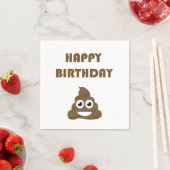 Serviette En Papier Drôle mignon Joyeux fête d'anniversaire Poop Emoji (En situation)