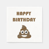 Serviette En Papier Drôle mignon Joyeux fête d'anniversaire Poop Emoji (Devant)