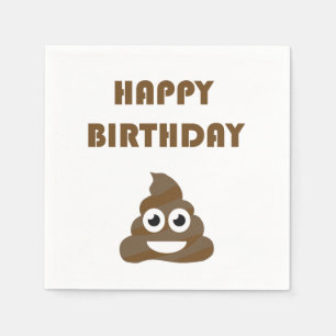 Serviette En Papier Drôle mignon Joyeux fête d'anniversaire Poop Emoji