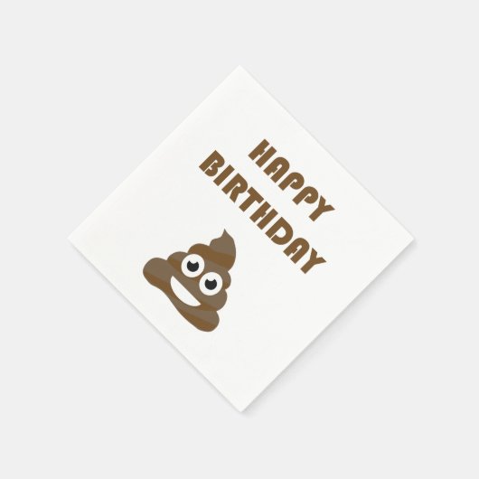 Serviette En Papier Drôle mignon Joyeux fête d'anniversaire Poop Emoji (Coin)