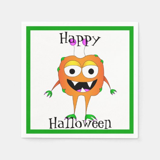 Serviette En Papier Drôle, Monstre, Halloween (Devant)