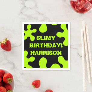 Serviette En Papier Drôle néon vert citron nom personnalisé anniversai