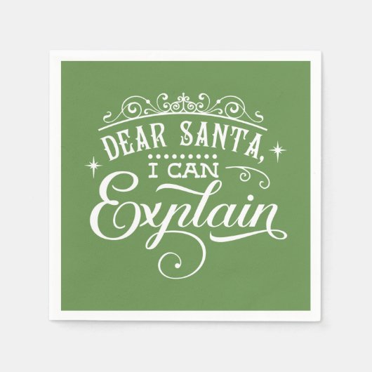 Serviette En Papier Drôle Noël Cher Père Noël Je peux expliquer Script (Devant)