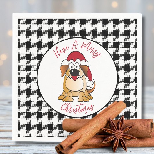 Serviette En Papier Drôle Noël Chien Dessin de Noël Fête du Père Noël
