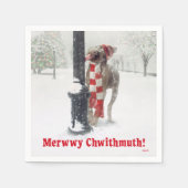 Serviette En Papier Drôle Noël Chien Licks Pole (Devant)