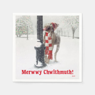 Serviette En Papier Drôle Noël Chien Licks Pole