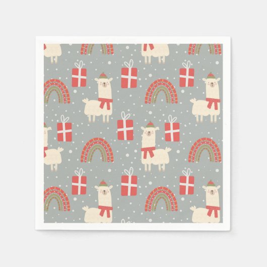 Serviette En Papier Drôle Noël Llamas serviettes (Devant)