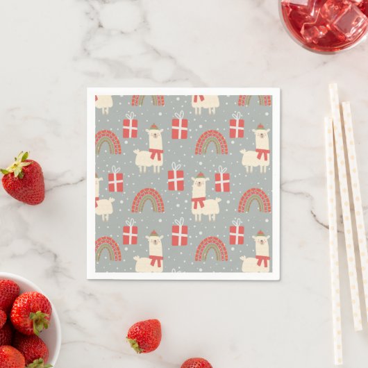 Serviette En Papier Drôle Noël Llamas serviettes (En situation)