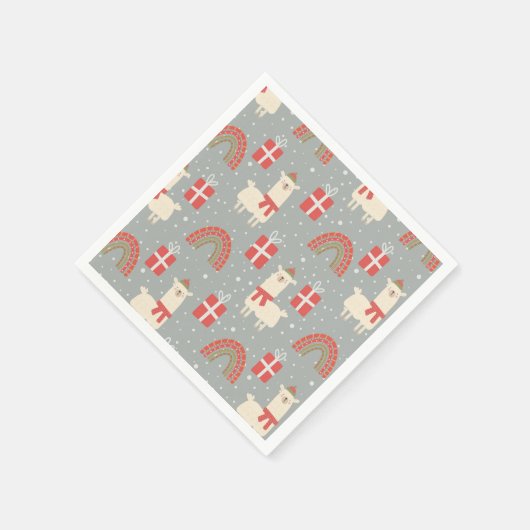 Serviette En Papier Drôle Noël Llamas serviettes (Coin)