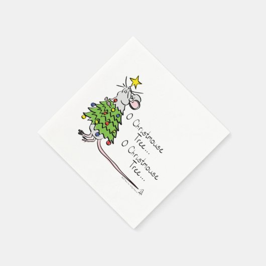 Serviette En Papier Drôle Noël mignon Souris Arbre Cartoon (Coin)