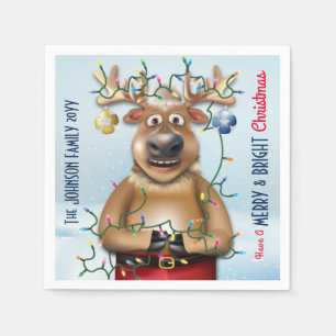 Serviette En Papier Drôle Noël Reindeer Holiday Cheval