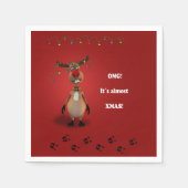 Serviette En Papier Drôle Noël Rouge renne à nez rouge (Devant)