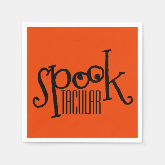 Serviette En Papier Drôle Orange Black Eyeballs Spooktacular Pun (Devant)