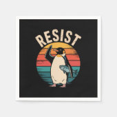 Serviette En Papier Drôle Penguin Résiste À La Manifestation Contre Le (Devant)