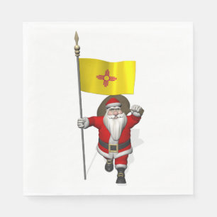 Serviette En Papier Drôle Père Noël Avec Drapeau Du Nouveau-Mexique