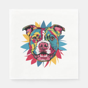 Serviette En Papier drôle pitbull de chien coloré