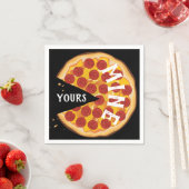 Serviette En Papier Drôle pizza pepperoni mignonne citation rouge noir (En situation)