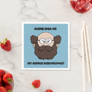 Serviette En Papier Drôle Porteur Professeur Caricature, Génie ou Dumb