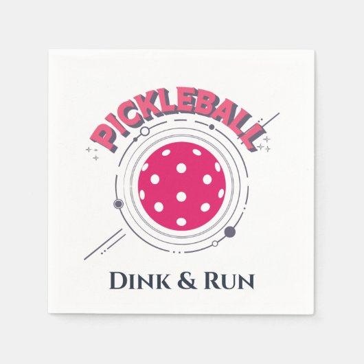 Serviette En Papier Drôle Retro Rose Dink & Run Pickleball (Devant)