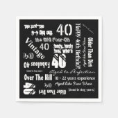 Serviette En Papier Drôle Sayings 40e anniversaire Noir (Devant)
