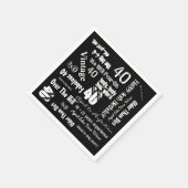 Serviette En Papier Drôle Sayings 40e anniversaire Noir (Coin)