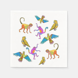 Serviette En Papier Drôle singes Napkin