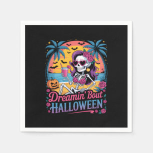 Serviette En Papier Drôle Skeleton Dreamin 'Bout Halloween Summerween