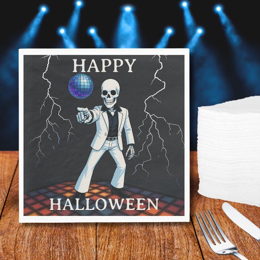 Serviette En Papier Drôle Skeleton Haunted Disco Halloween Party