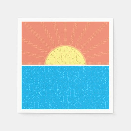 Serviette En Papier Drôle soleil et requins été (Devant)