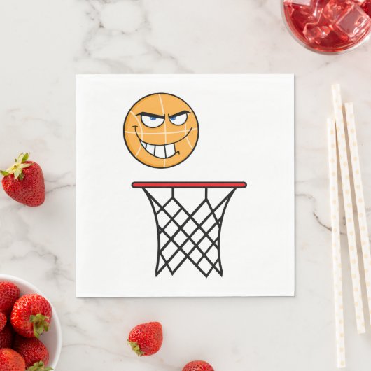 Serviette En Papier Drôle souriant Basketball visage Dunking (En situation)
