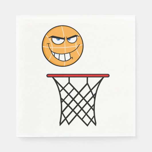 Serviette En Papier Drôle souriant Basketball visage Dunking (Devant)