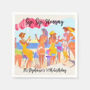 Serviette En Papier Drôle Summer Beach Cocktail Femme 50e anniversaire