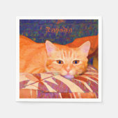 Serviette En Papier Drôle Tabby Chat Bright Orange Cute (Devant)