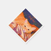 Serviette En Papier Drôle Tabby Chat Bright Orange Cute (Coin)