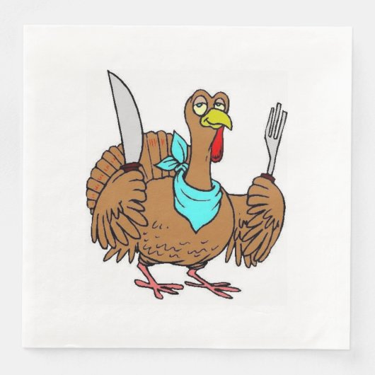 Serviette En Papier Drôle Thanksgiving Turquie (Devant)