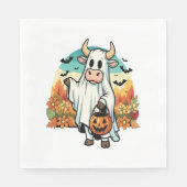 Serviette En Papier Drôle vache fantôme d'Halloween (Devant)