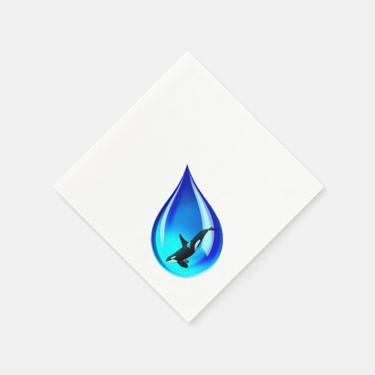 Serviette En Papier Drop d'eau et Orca (Coin)