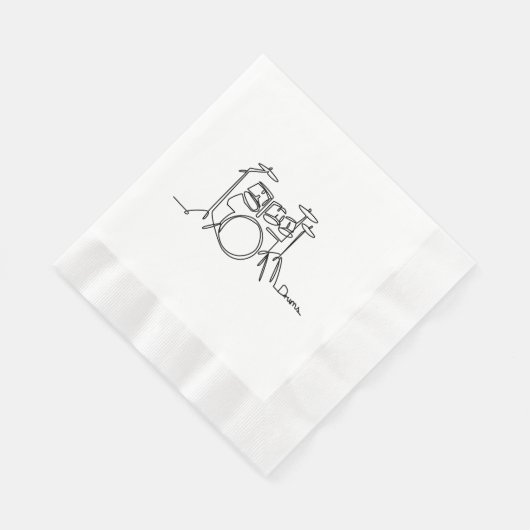 Serviette En Papier Drummer Music Design Drums One-Line (Coin)